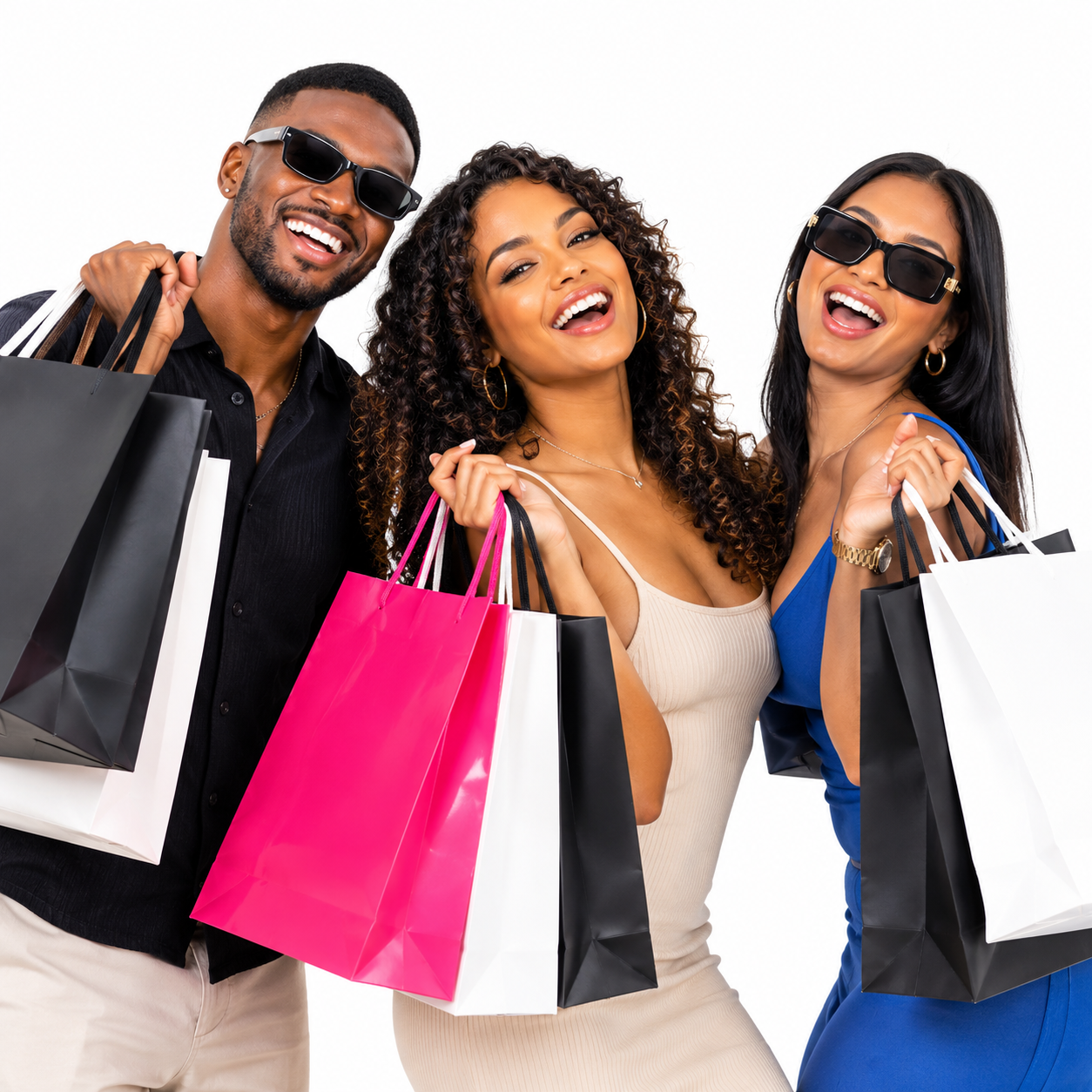joyful shopping spree trio