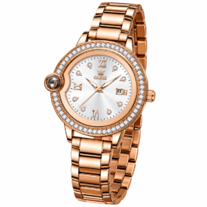rose gold crystal olevs watch
