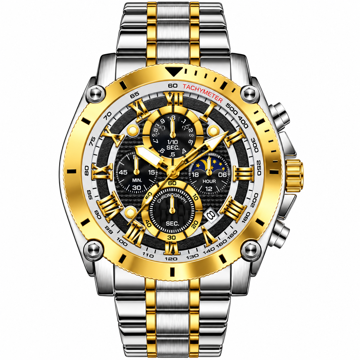 two tone gold and silver chronograph watch